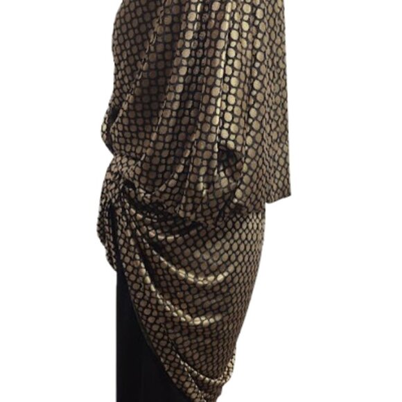 Vintage Miss Dorby Draped Cinched Front Gold and Black Dress Size 6 ! Read ! - Picture 6 of 7